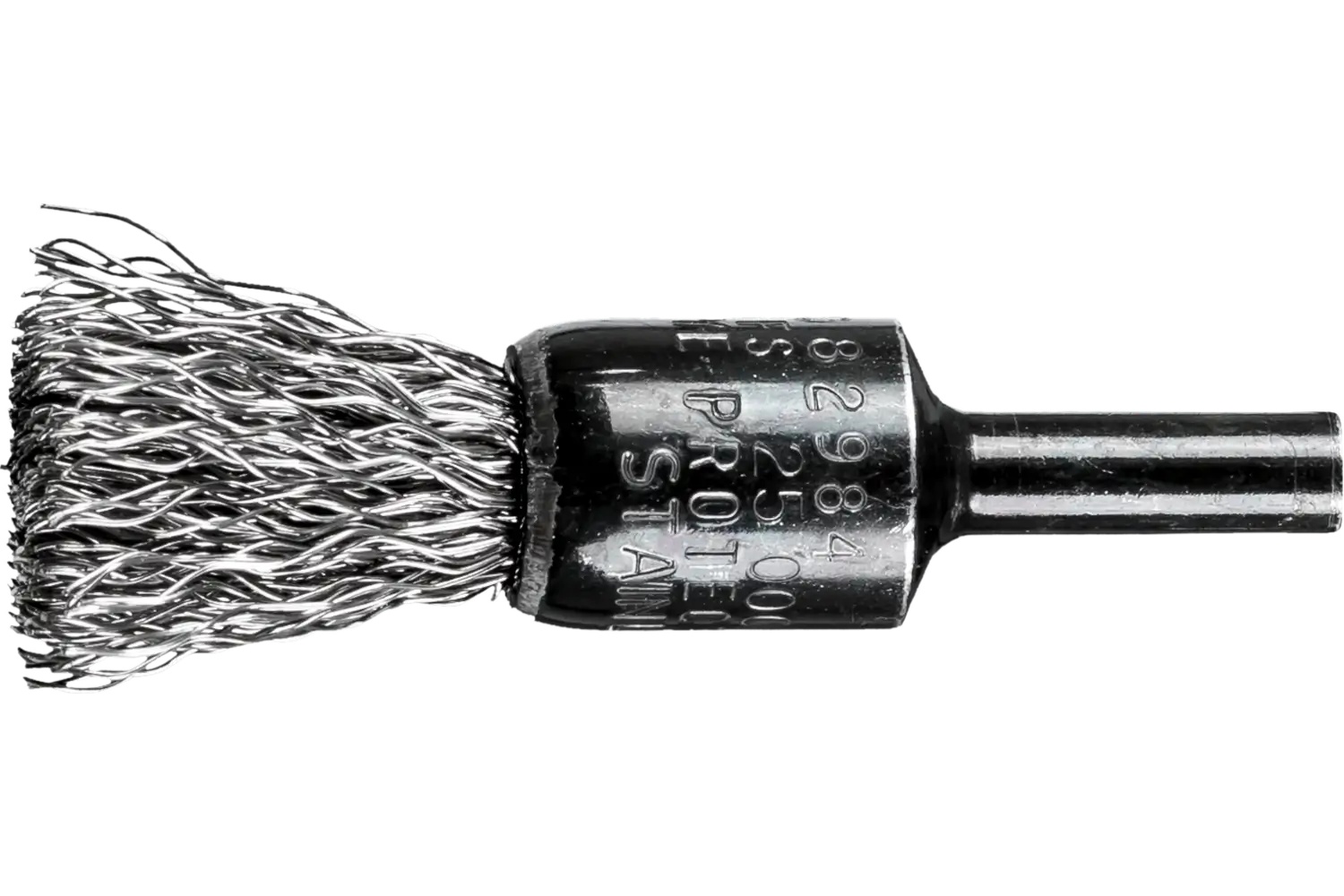 Picture of Pferd Crimped Wire End Brush 1/2" Dia. .014 Stainless Steel 1/4" Shank